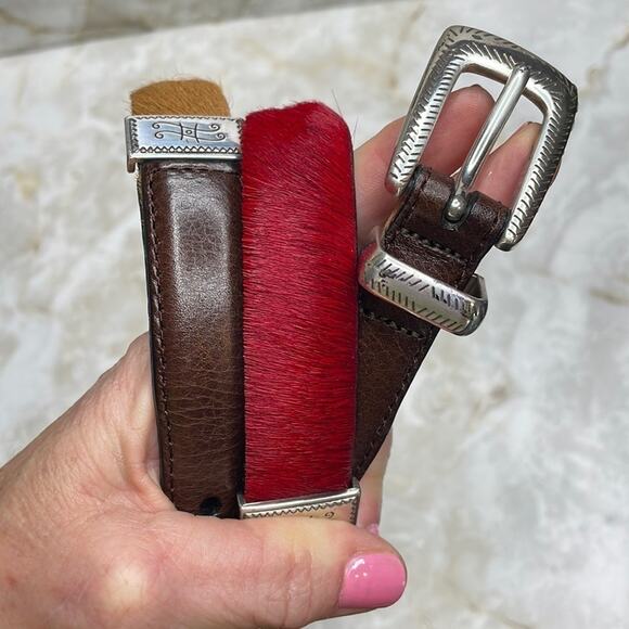 Brighton leather cowhide patchwork belt - Picture 1 of 7